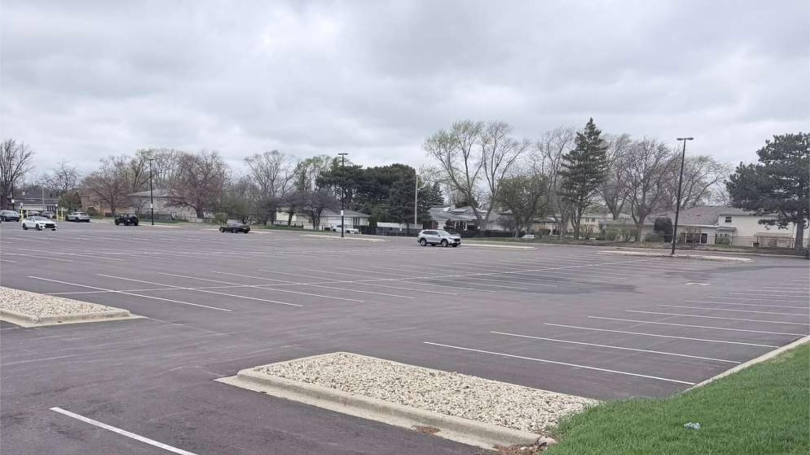 Parking lot before fresh striping