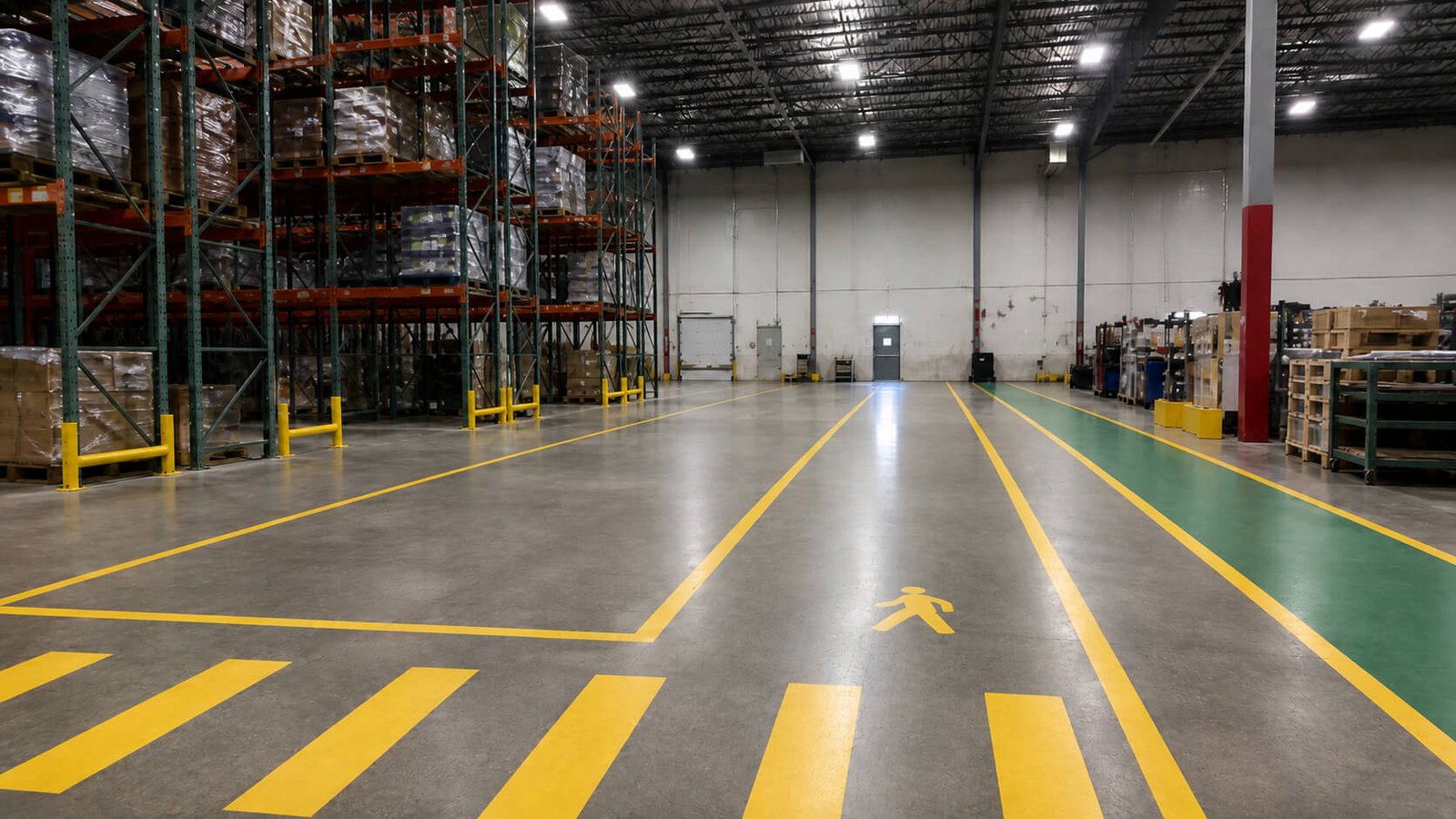 Warehouse floor after specialty marking